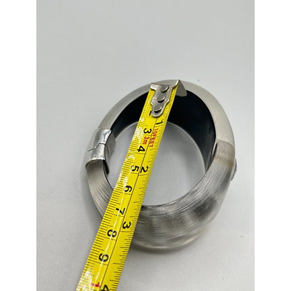 Alexis Bittar Clamper Bracelet Thick Wide Bangle Frosted Lucite Designer Signed - Picture 11 of 13